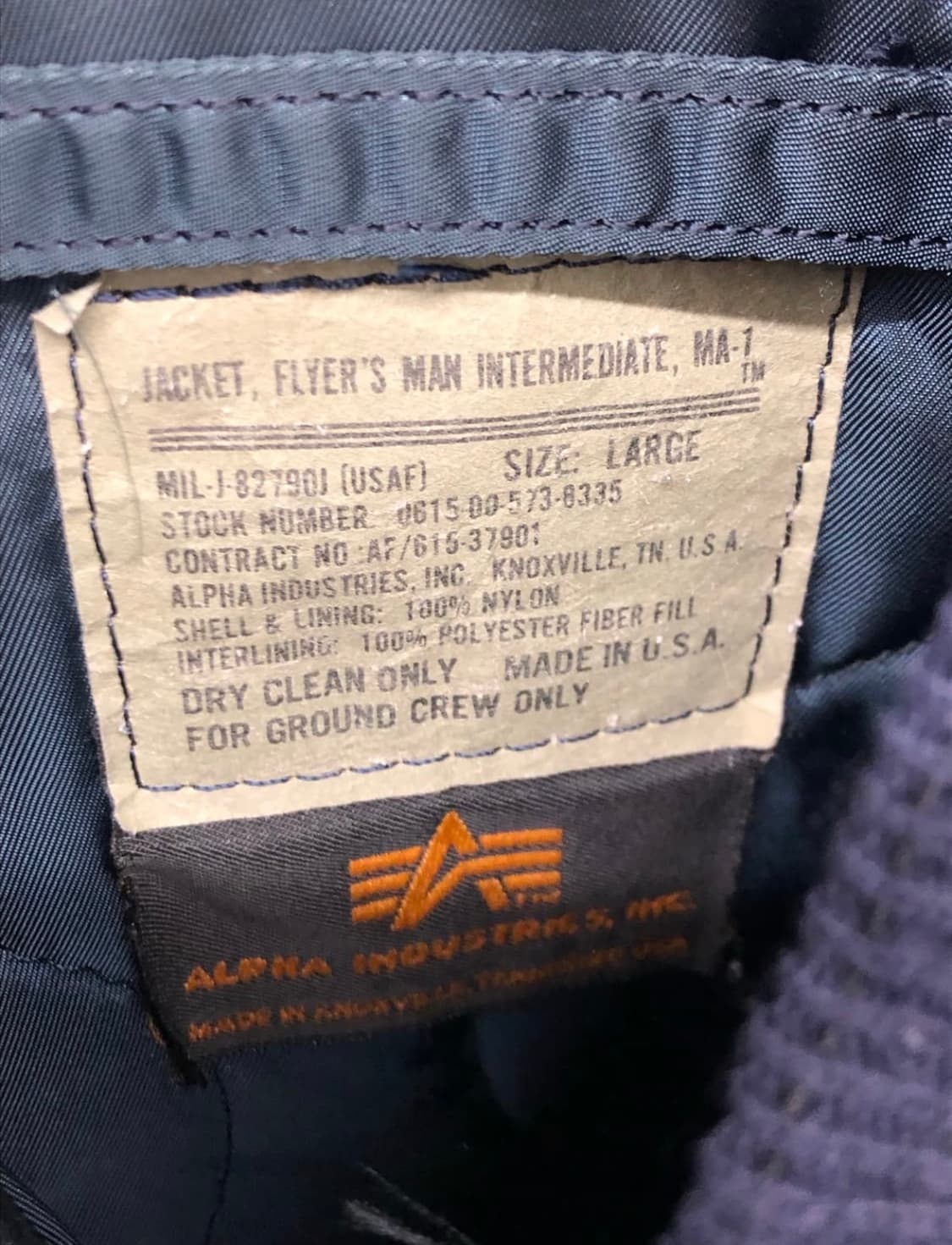 90s 알파인더스트리 ma-1 네이비 상품이미지3