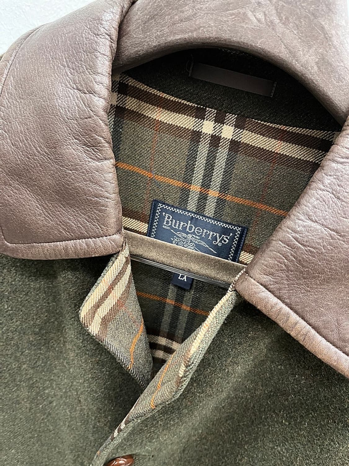 105) 버버리 90s 레더카라 울코트  상품이미지6