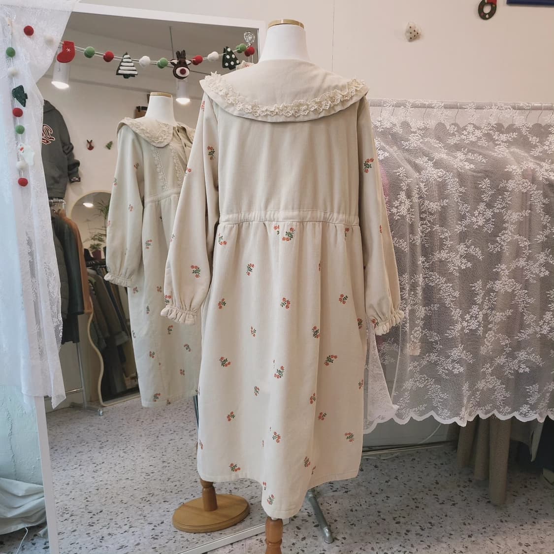 JYZI 코듀로이 플라워자수 기모 원피스 상품이미지9