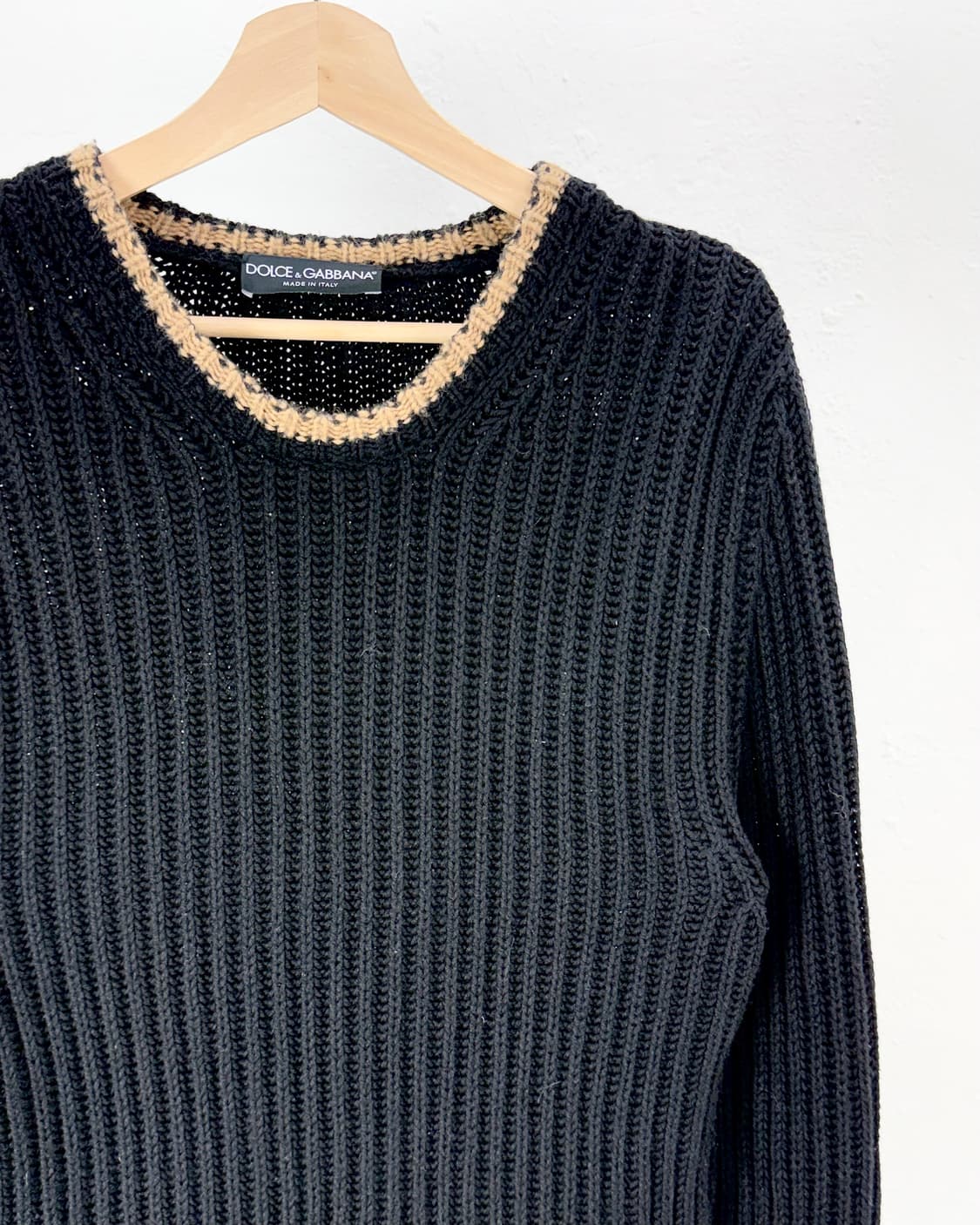 돌체 앤 가바나 라나울 블랙 암 케이블 리브 니트 상품이미지3