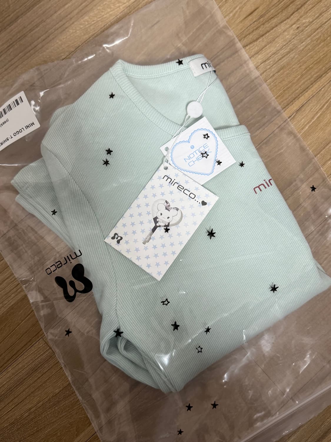 미레코 로고 긴팔 티셔츠 민트 새상품 상품이미지2