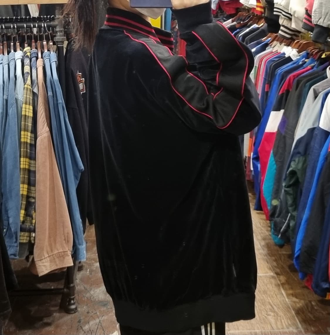 [Hi] vtg 빈티지 벨로아 벨벳 져지 블랙 상품이미지7