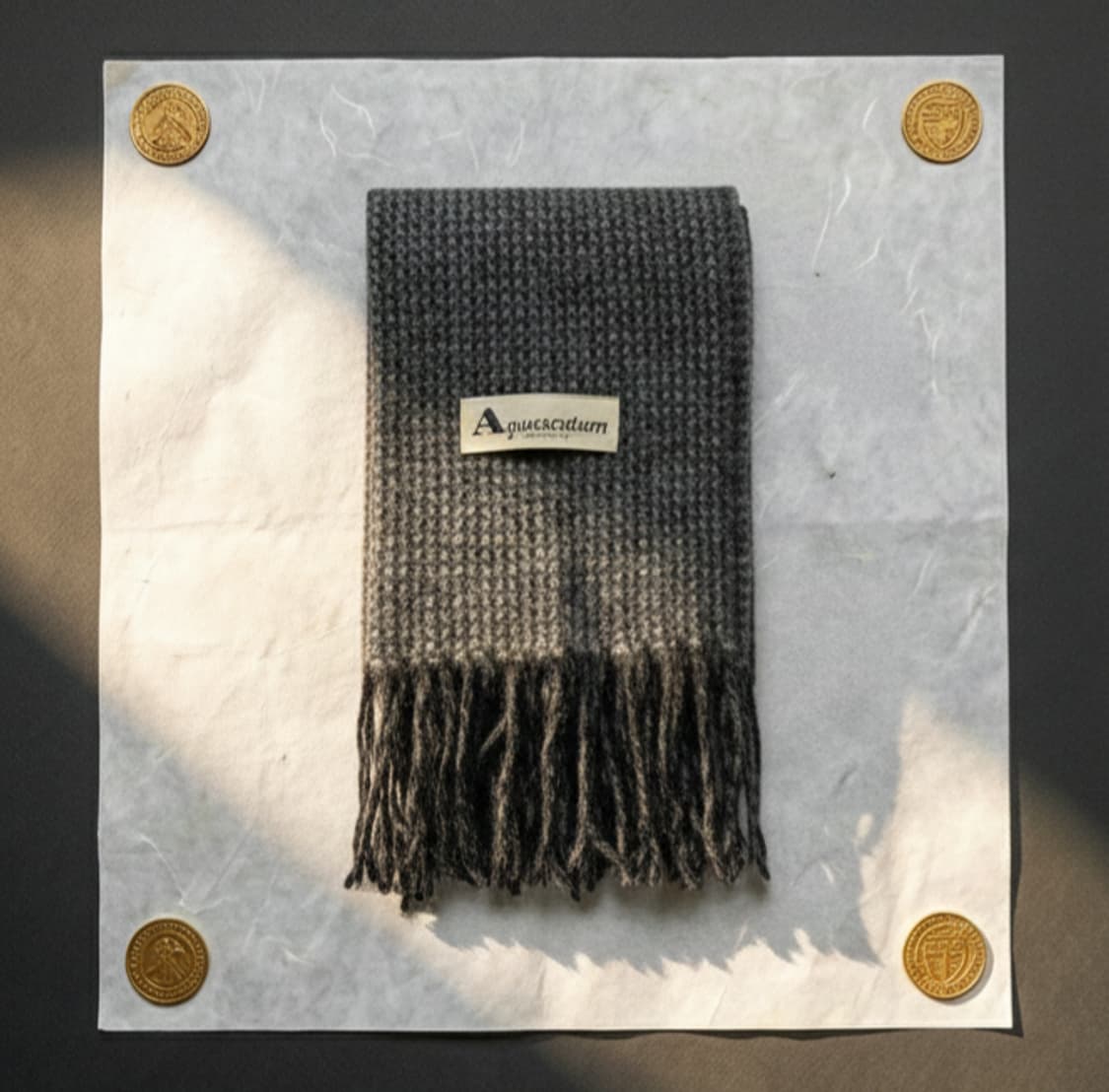 [정품] 아쿠아스큐텀 런던 울 100% 머플러 (차콜 그레이 체크) 상품이미지5