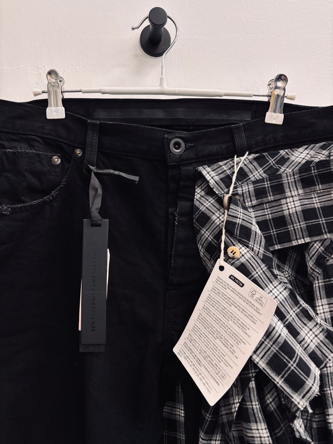 (새 상품) 벤 타버니티 언라벨 프로젝트 도킹 체크 셔츠 데님 팬츠 상품이미지3