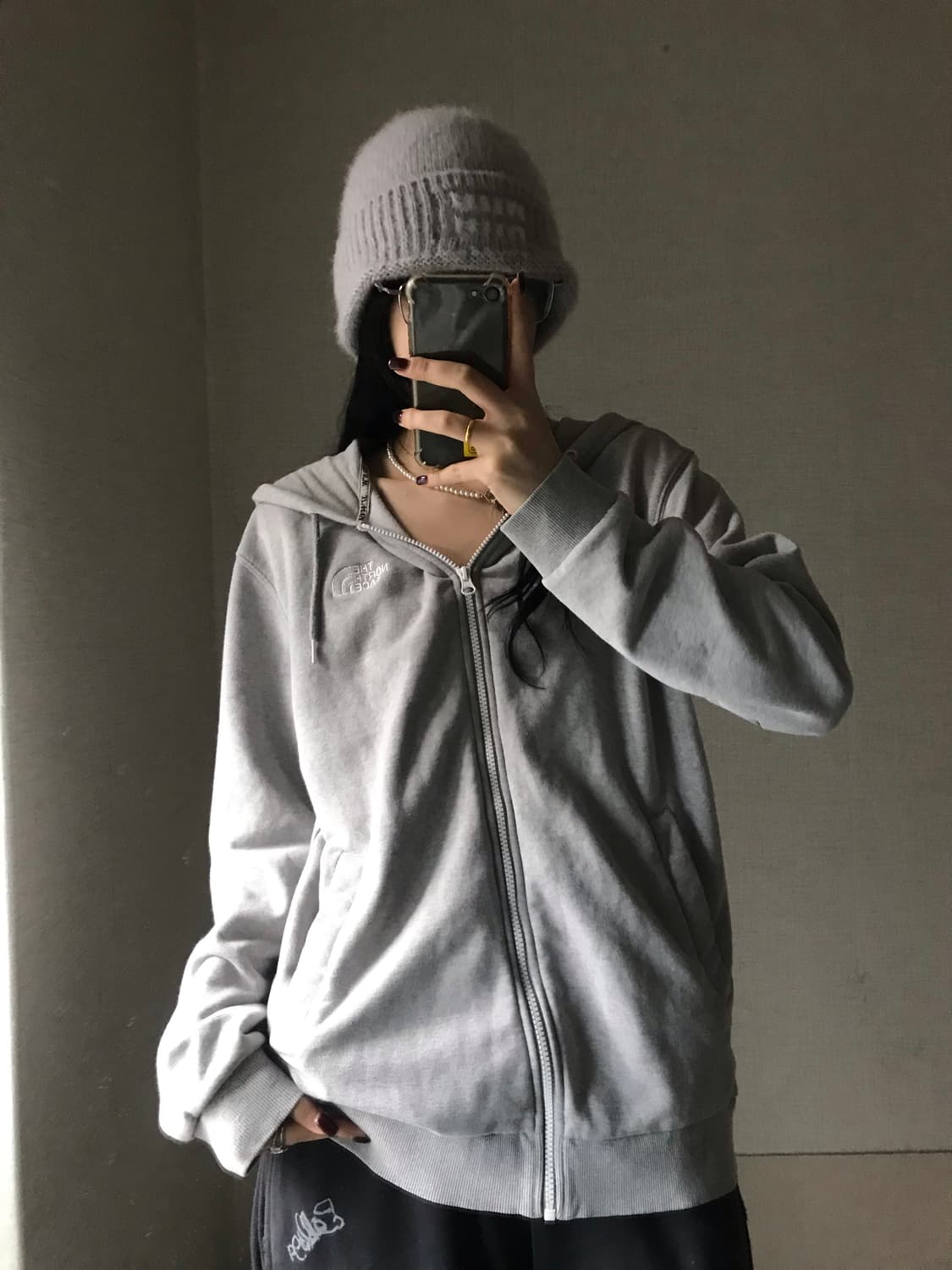 노페 그레이 오버핏 후드집업 상품이미지3