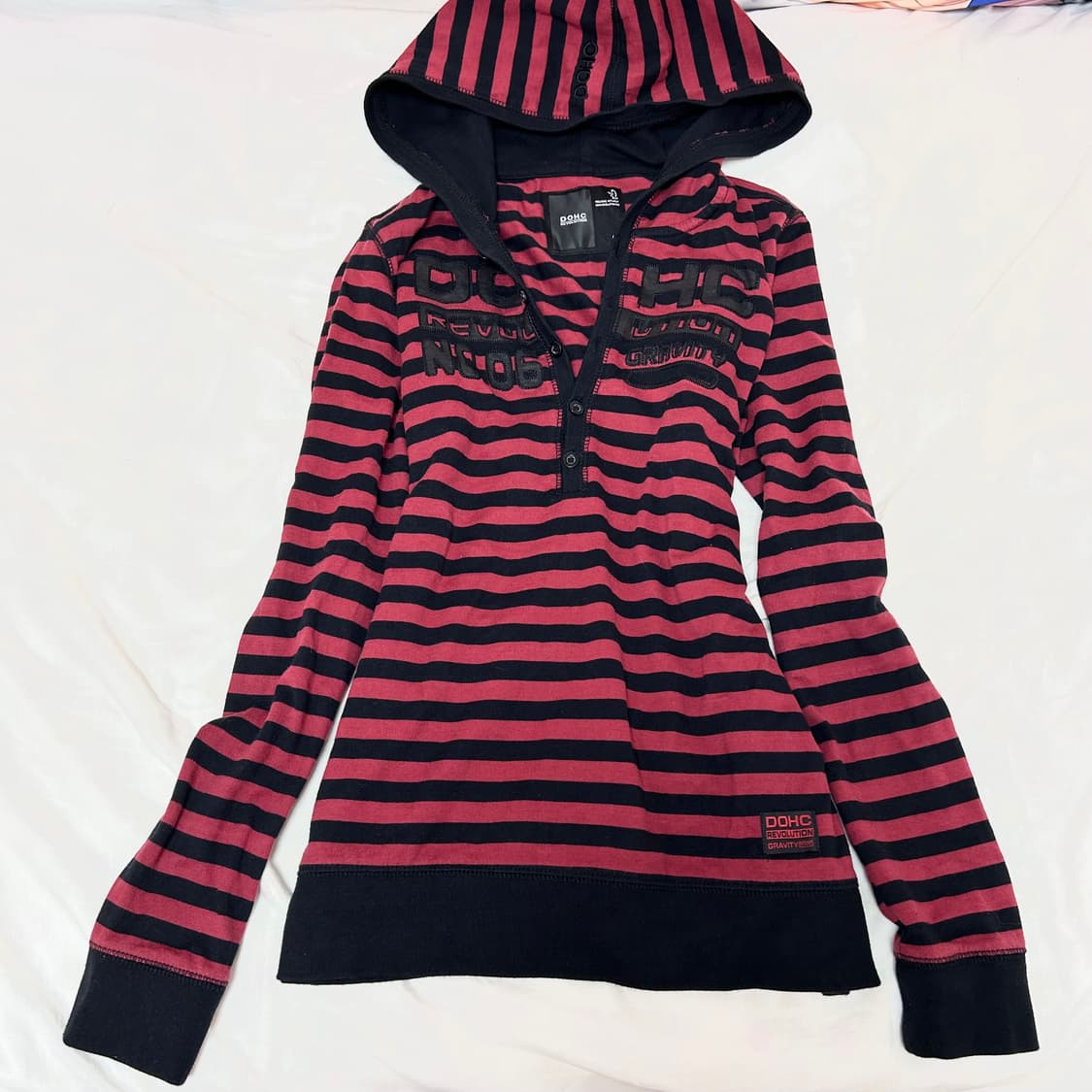 줄무늬 펑크 후드 긴팔탑 y2k 오네갸루 상품이미지1