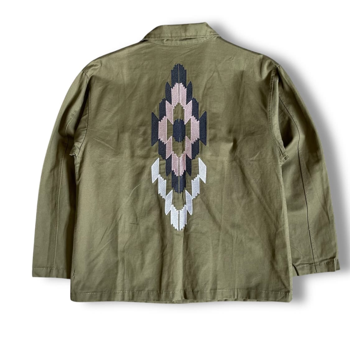 빈티지 카키 자수 워크 셔츠 자켓 M 상품이미지2