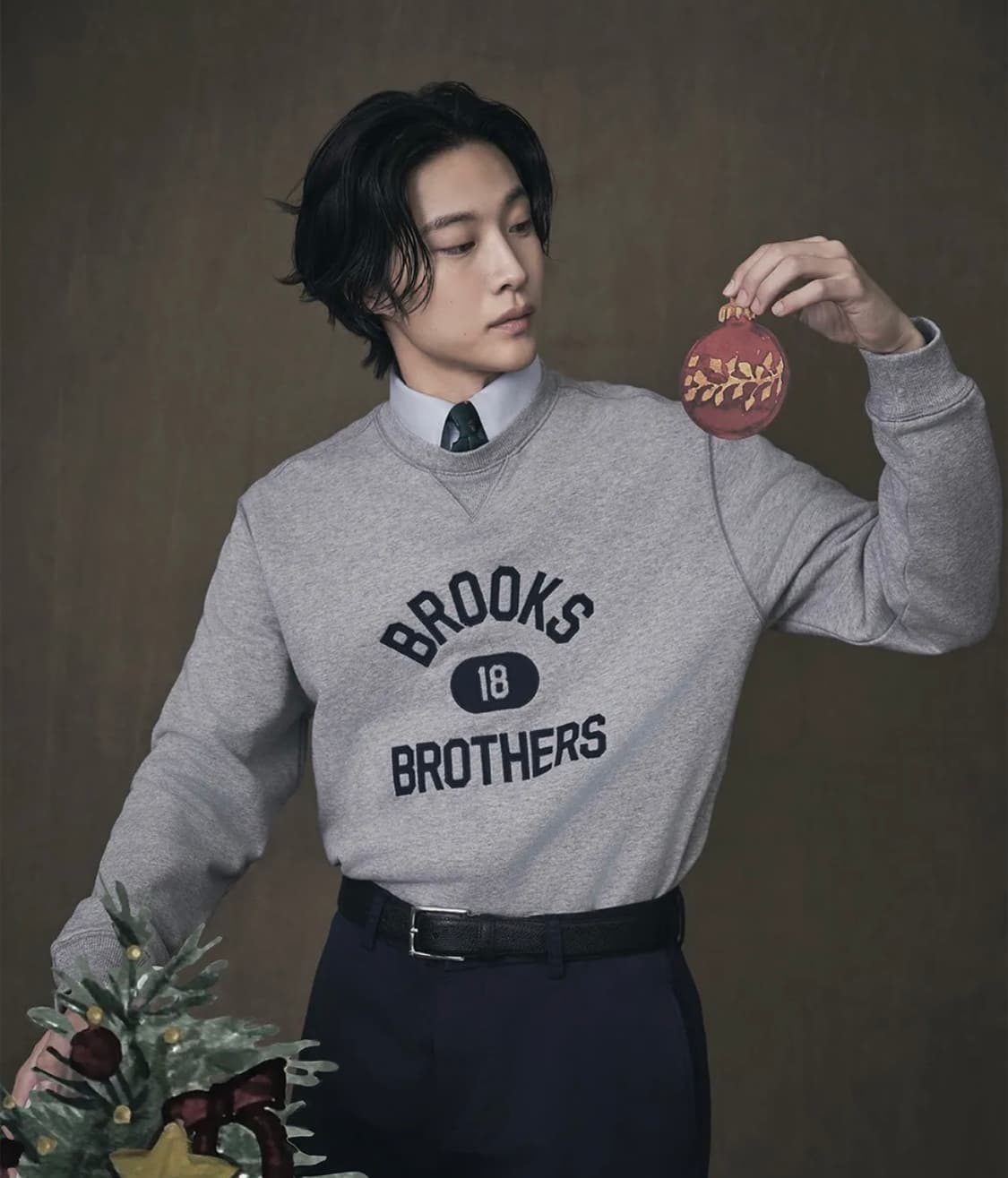 브룩스 브라더스) 레터링 스웻셔츠 (그레이, L) 상품이미지2