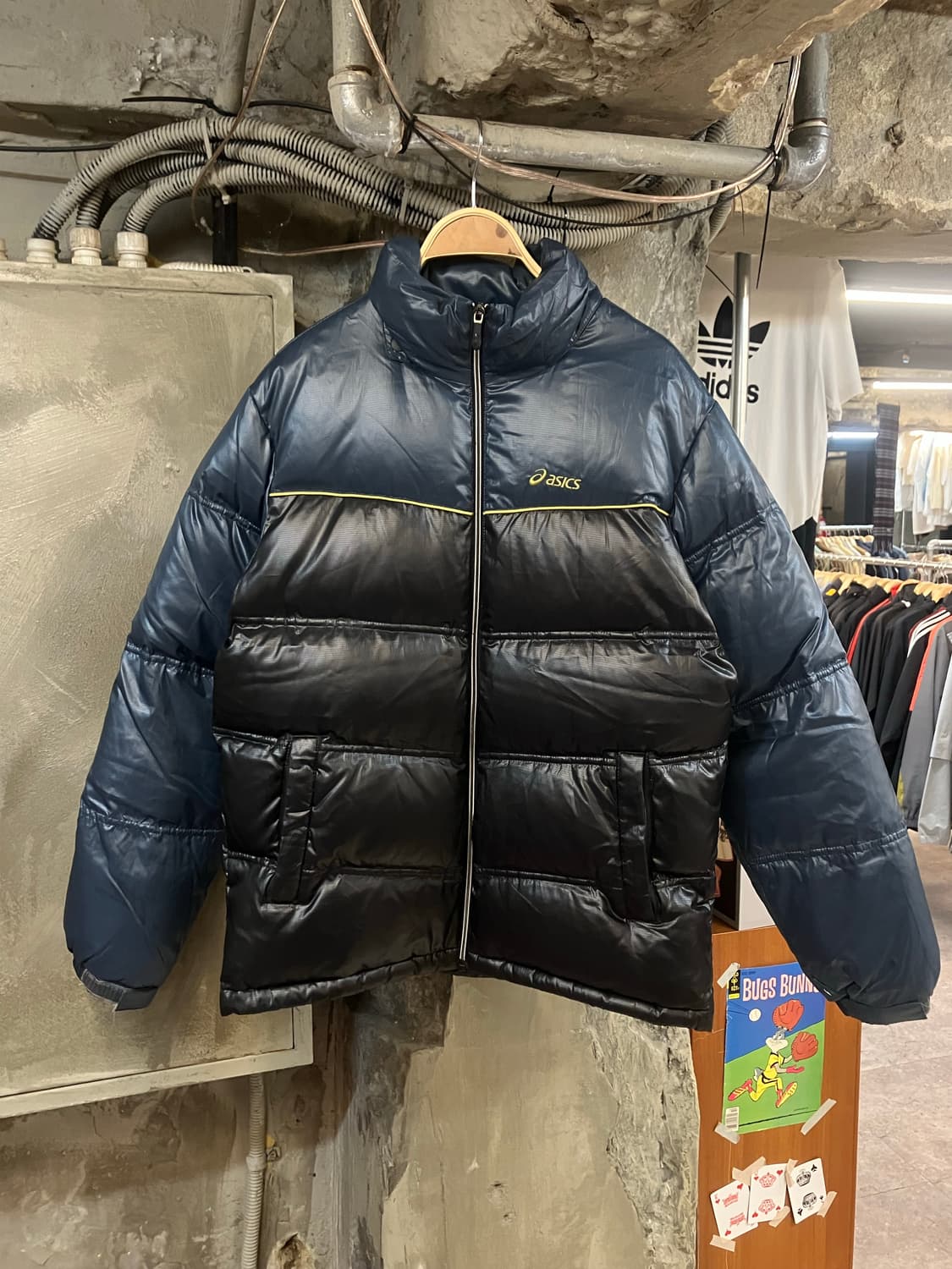 아식스 패딩 블랙 그린 95 #csz2127 상품이미지1