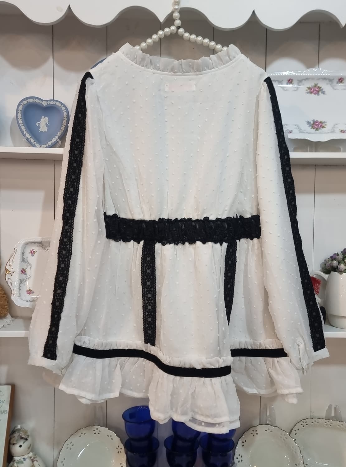 TralaLa 트랄라라튜닉블라우스 리본 프릴 미니원피스 상품이미지8