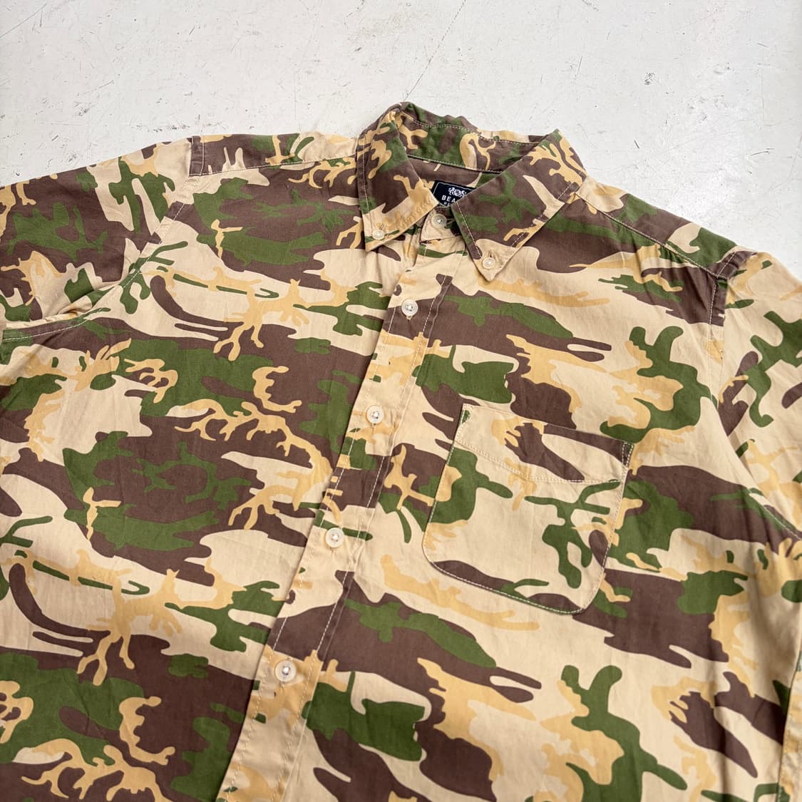 BEAMS HEART 빔즈 빈티지 카모 플라주 반팔셔츠 M 상품이미지4