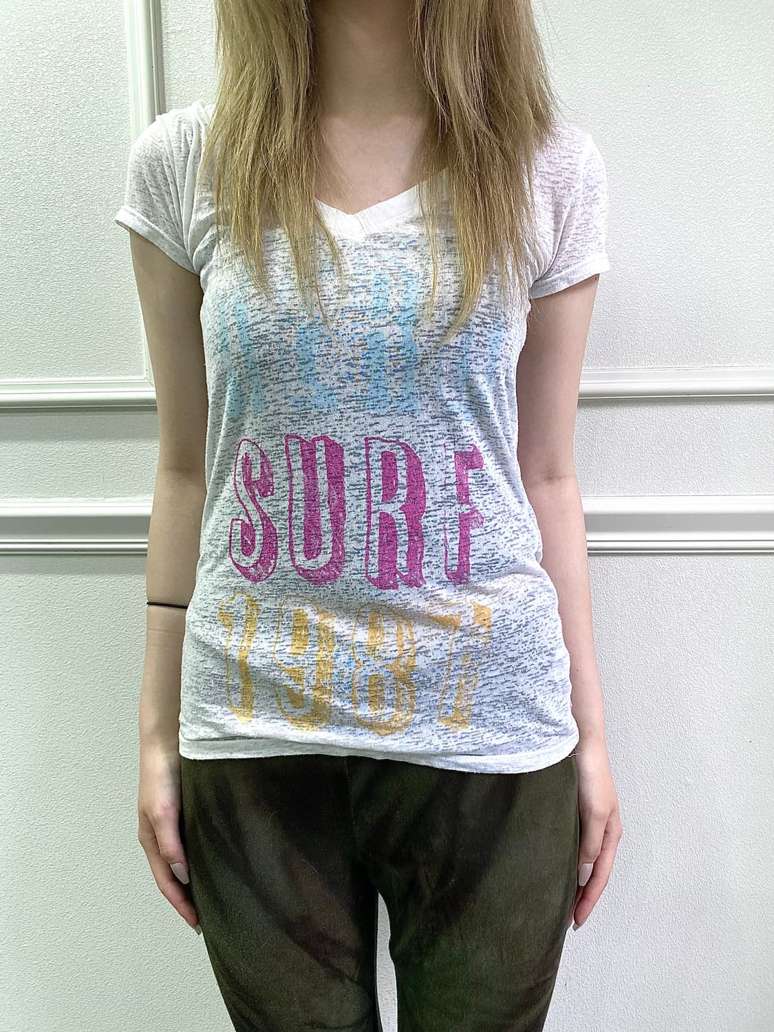 Y2K kitsch Mood Print Slim Fit Tee 상품이미지1