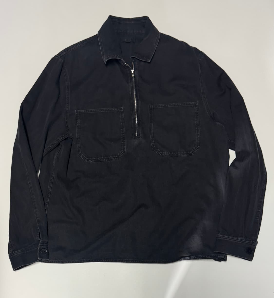 정품!! Cos 코스 풀오버 흑청 반집업 셔츠 L ~XL 상품이미지1