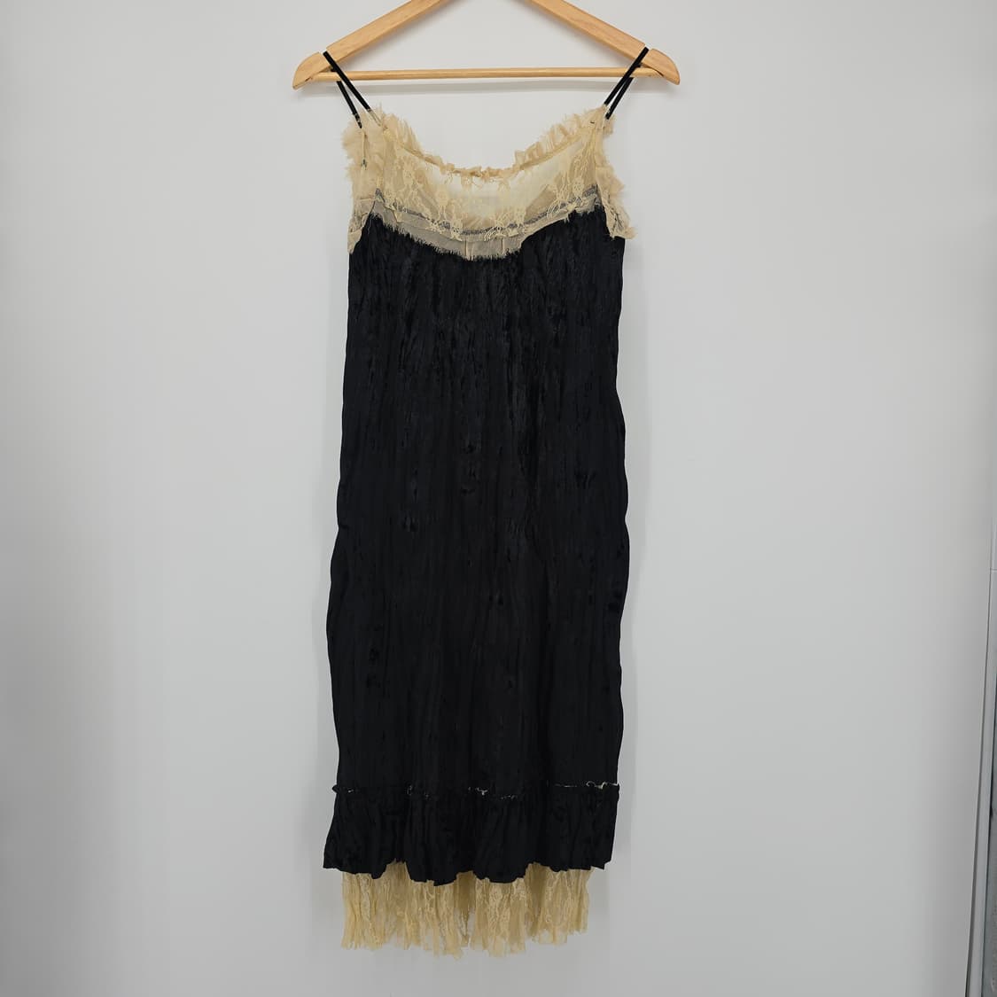 일본 빈티지 블랙 벨벳 레이스 롱 슬립 원피스 상품이미지8