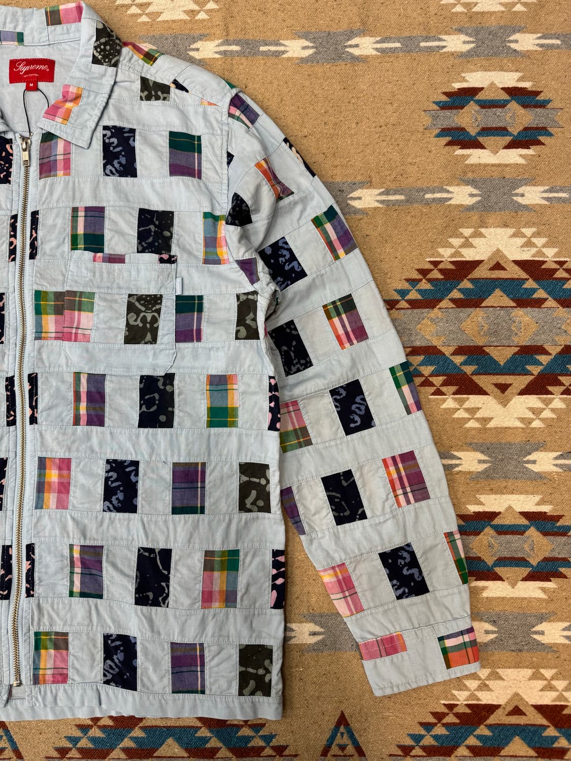 [M] 슈프림 패치워크 집업 셔츠 블루 상품이미지4