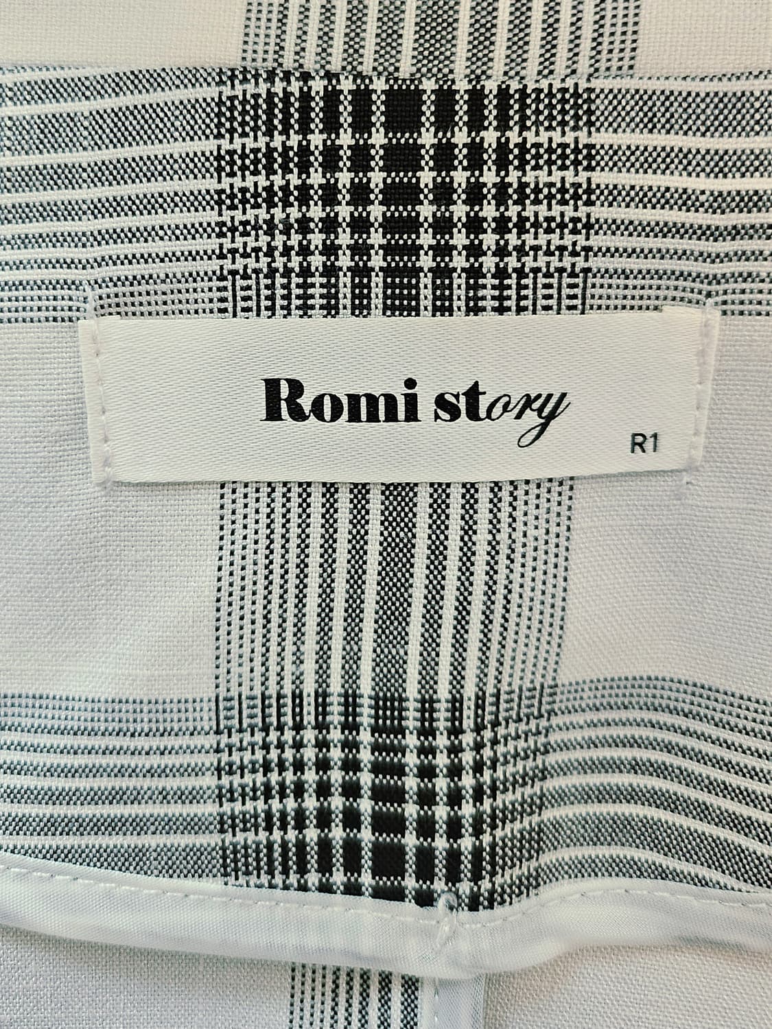 일본감성 크림 체크 자켓 여리핏 더블 봄~여름 아우터 (로미스토리) 상품이미지7