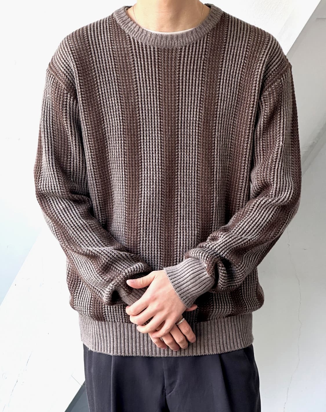 Wool acrylic fabric design knit P/O 상품이미지10