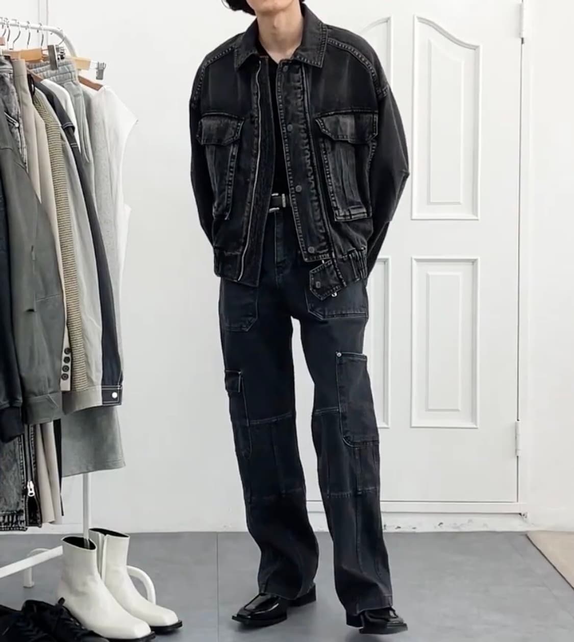 데님자켓 디앤에스알 디앤써 블랙 밀키 데님 트러커 상품이미지2