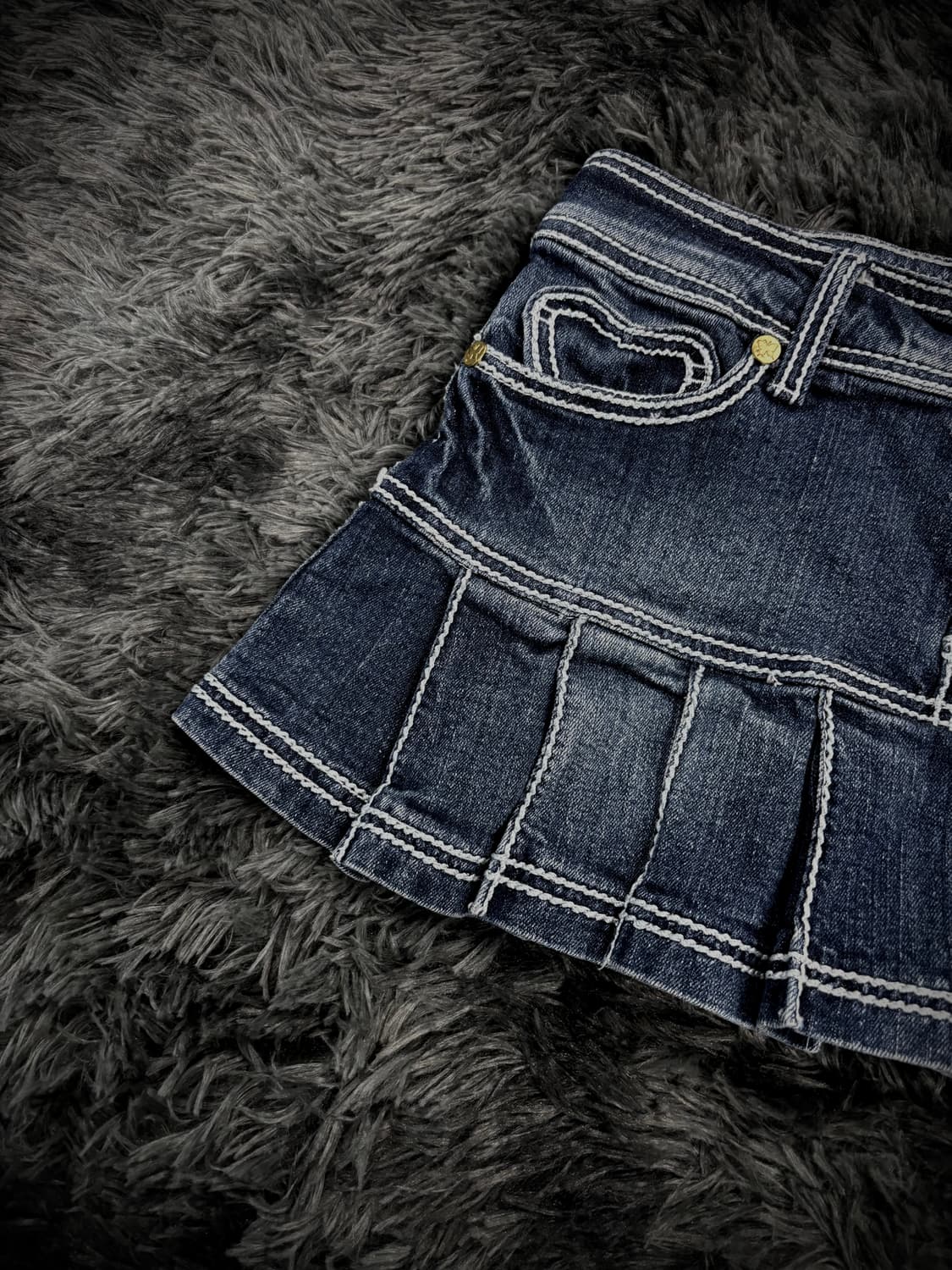 Tralala 금장 데님 플리츠 숏스커트 상품이미지4