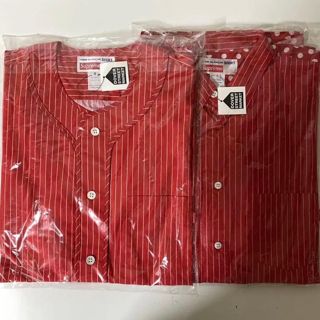 [L] 14SS 슈프림 꼼데가르송 버튼 다운 셔츠 레드 상품이미지3