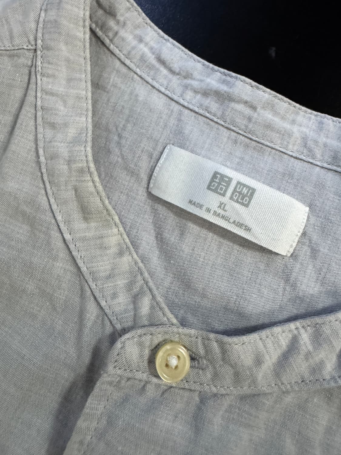 유니클로 미니멀 린넨 혼방 헨리넥 반팔 셔츠 XL 상품이미지3