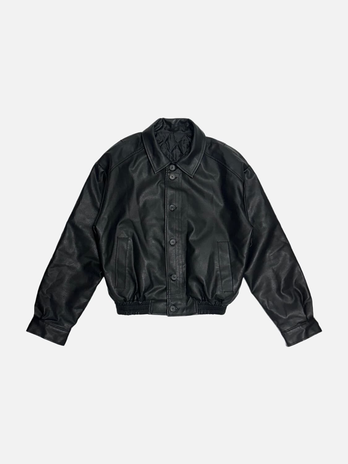 veil 누빔 레더 블루종 자켓 상품이미지1