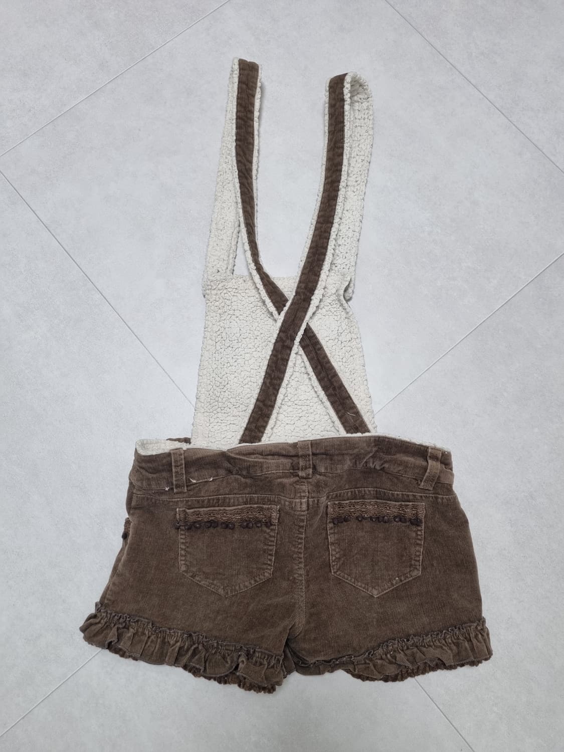 2벌 세트) lizlisa 리즈리사 아가일 리본 스커트 큐롯 반바지 멜빵 상품이미지3