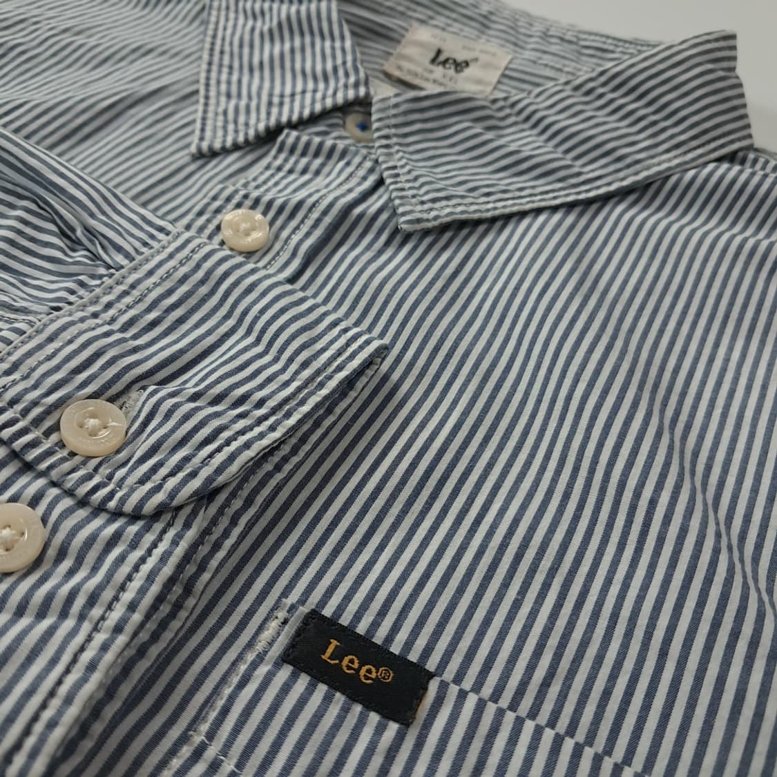 CK735 2XL 리 LEESURE 라인 블루 스트라이프 셔츠 남방 상품이미지4