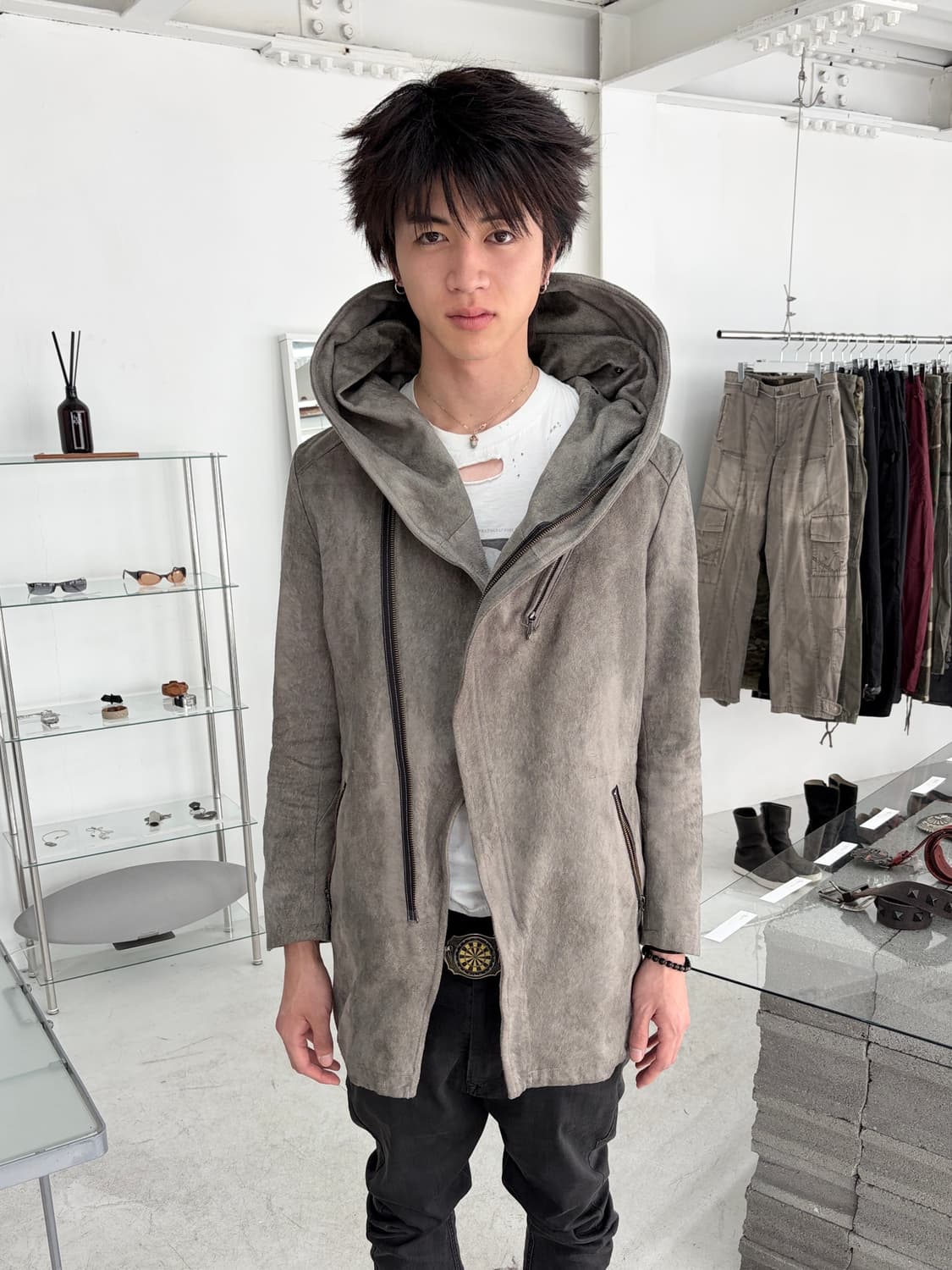 토네이도 마트 비대칭 워시드 후드 자켓 상품이미지1