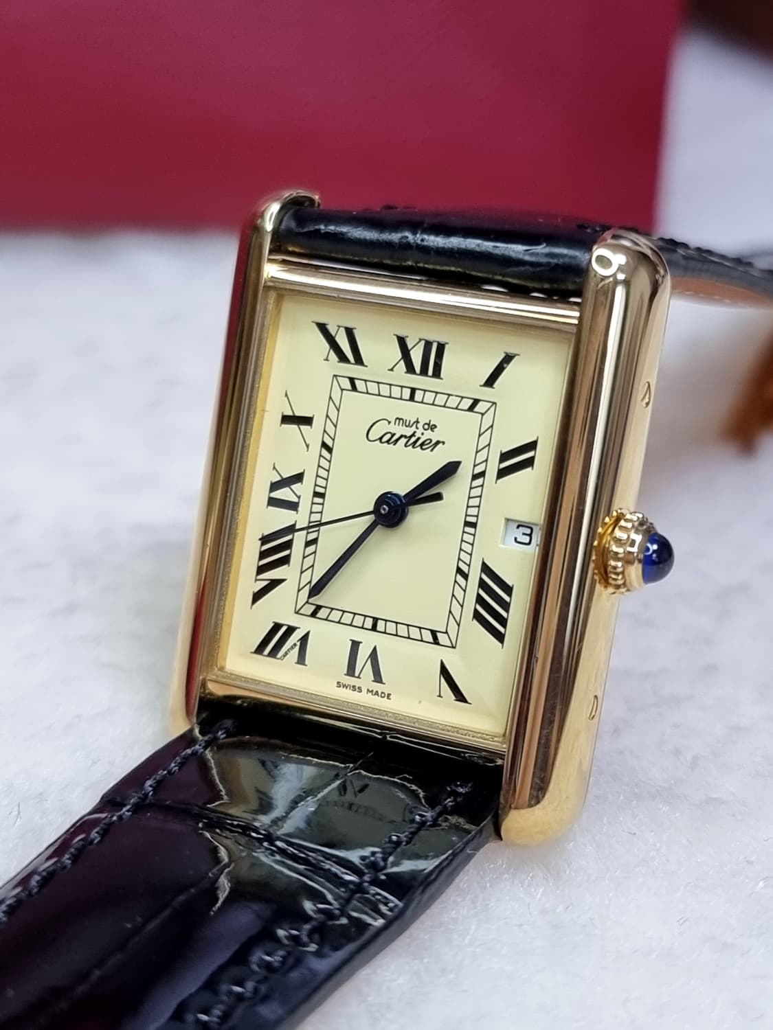 까르띠에 빈티지 탱크 머스트 XL 샴페인 다이얼 디버클 시계(남녀 공용) 상품이미지1