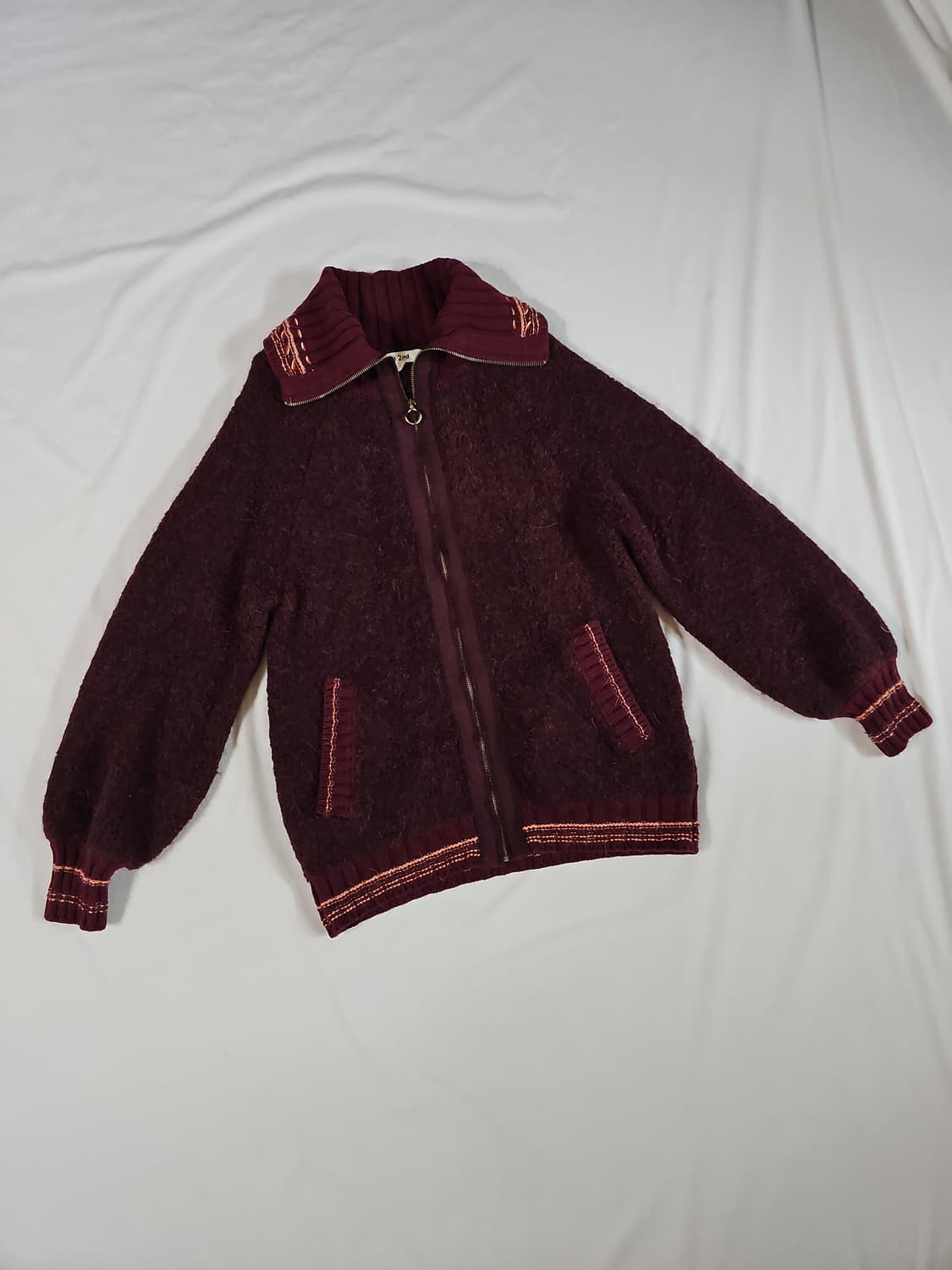 정가55만원대) 오즈세컨 보헤니안 에스닉 자수 스티치 모헤어 집업 가디건 상품이미지4