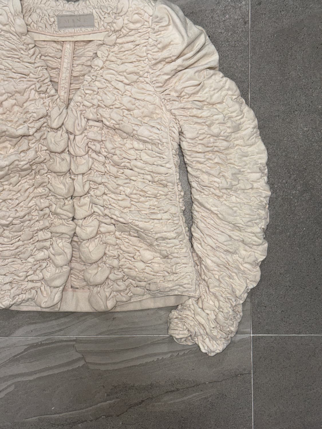 MINE ivory suede draped shirring jacket  상품이미지3