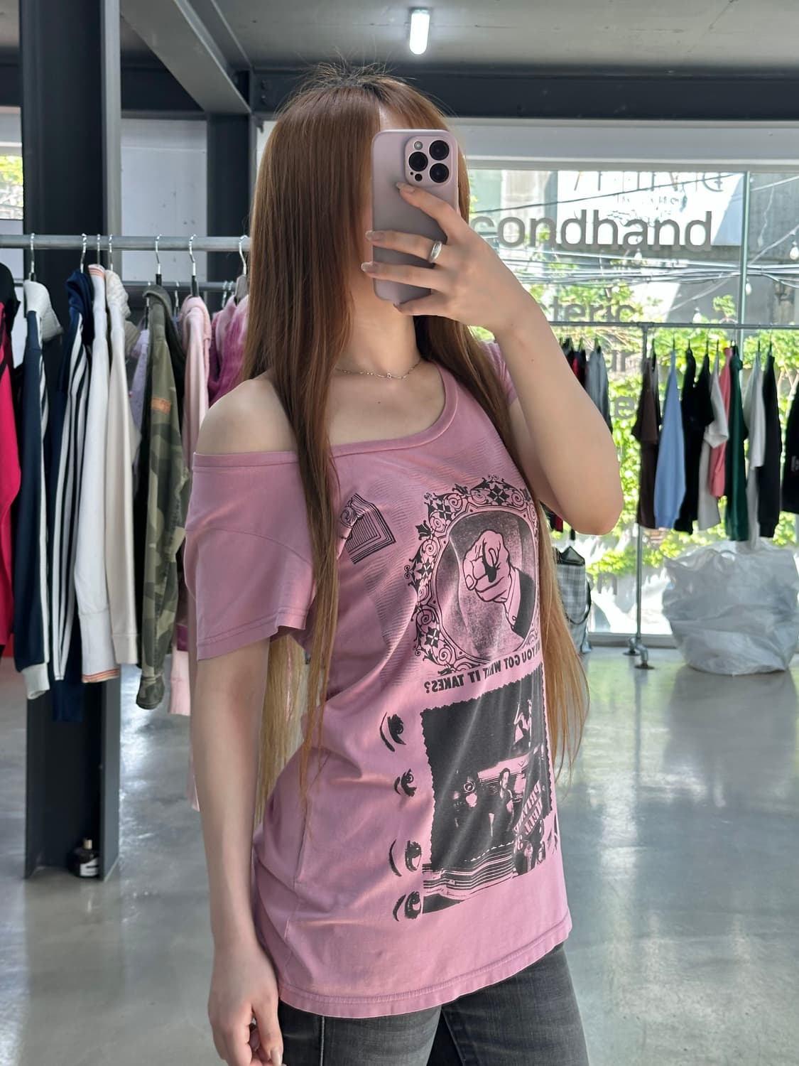 히스테릭글래머 Destroy Women 반팔티 모브핑크 상품이미지4