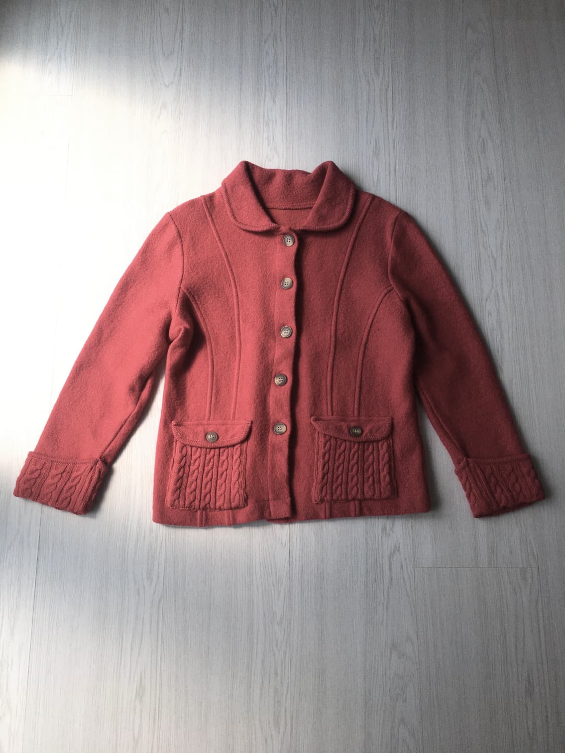 일본빈티지 레드 니트가디건 상품이미지1