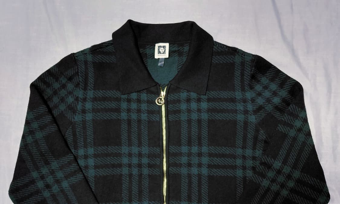 Anne Klein 앤클라인 체크 니트 집업 자켓 (L사이즈) 상품이미지1