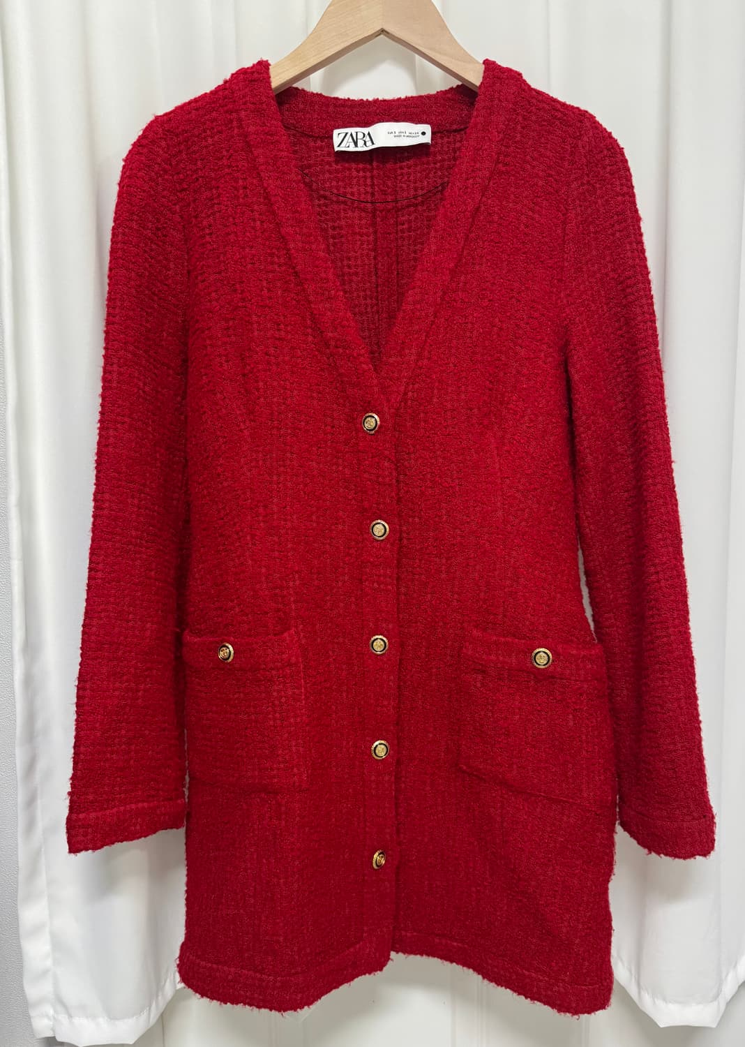 자라 레드 트위드 가디건 상품이미지1