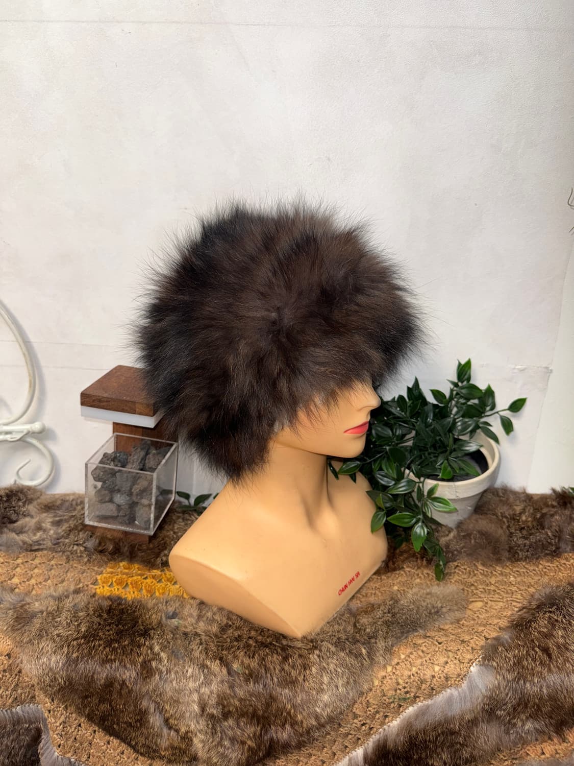 Dark brown fur knit eskimo hat 상품이미지3