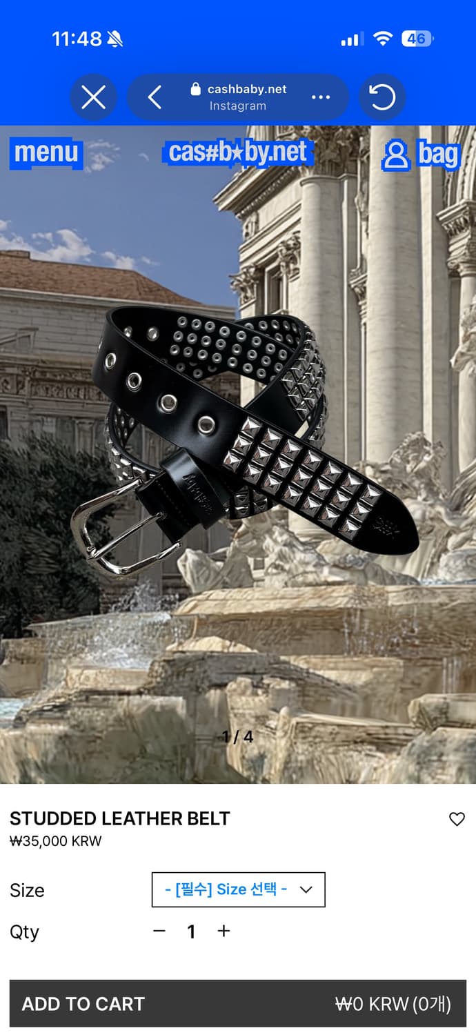 캐시베이비 studded leather belt 새상품판매cashbaby 상품이미지1
