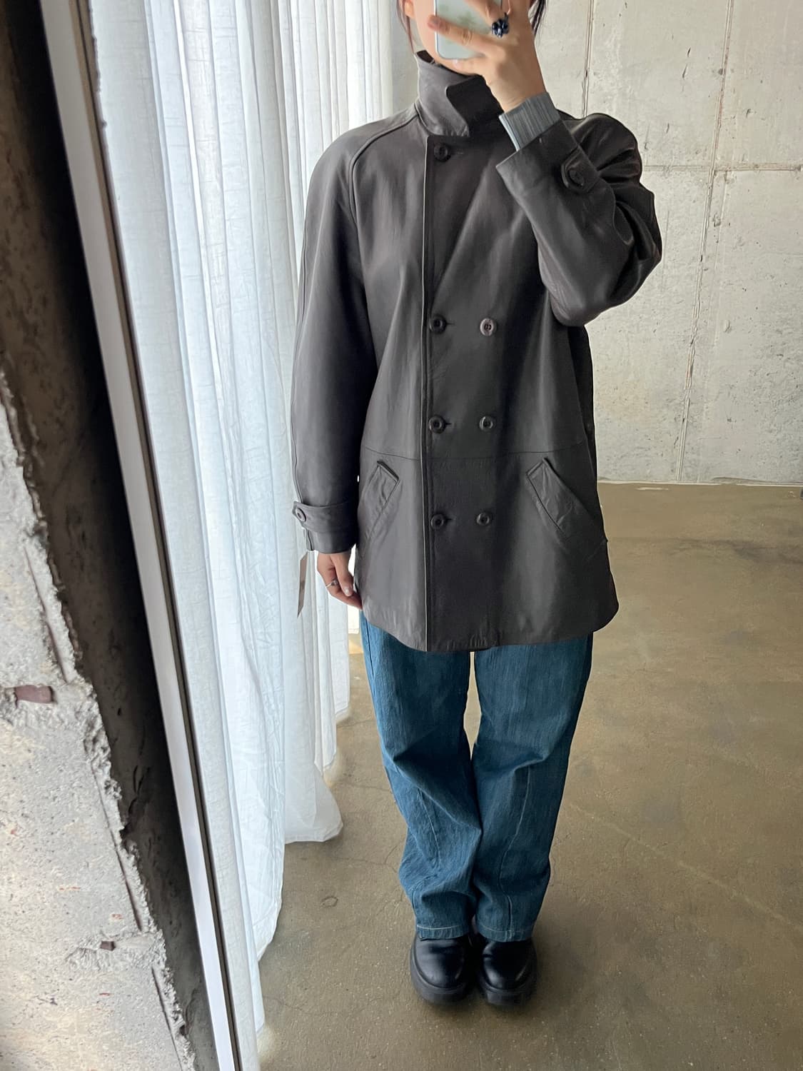 90s Genuine Lambskin 양가죽 더블브레스트 자켓 브라운 상품이미지8