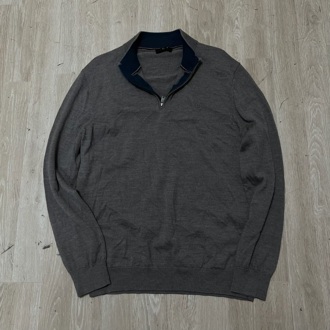 닥스 모직 배색 카라 반집업 니트 [브라운] XL/105 상품이미지1