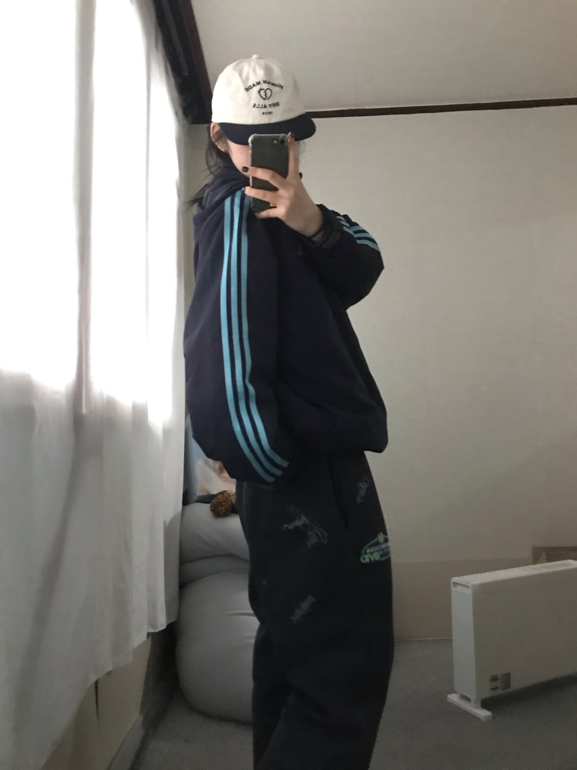 아디다스 네이비 연하늘 후드 누빔패딩 상품이미지6