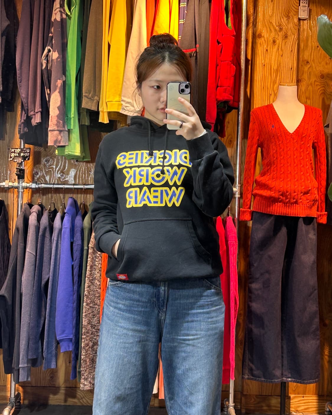 M 디키즈 워크웨어 빅로고 블랙 후드티 상품이미지1