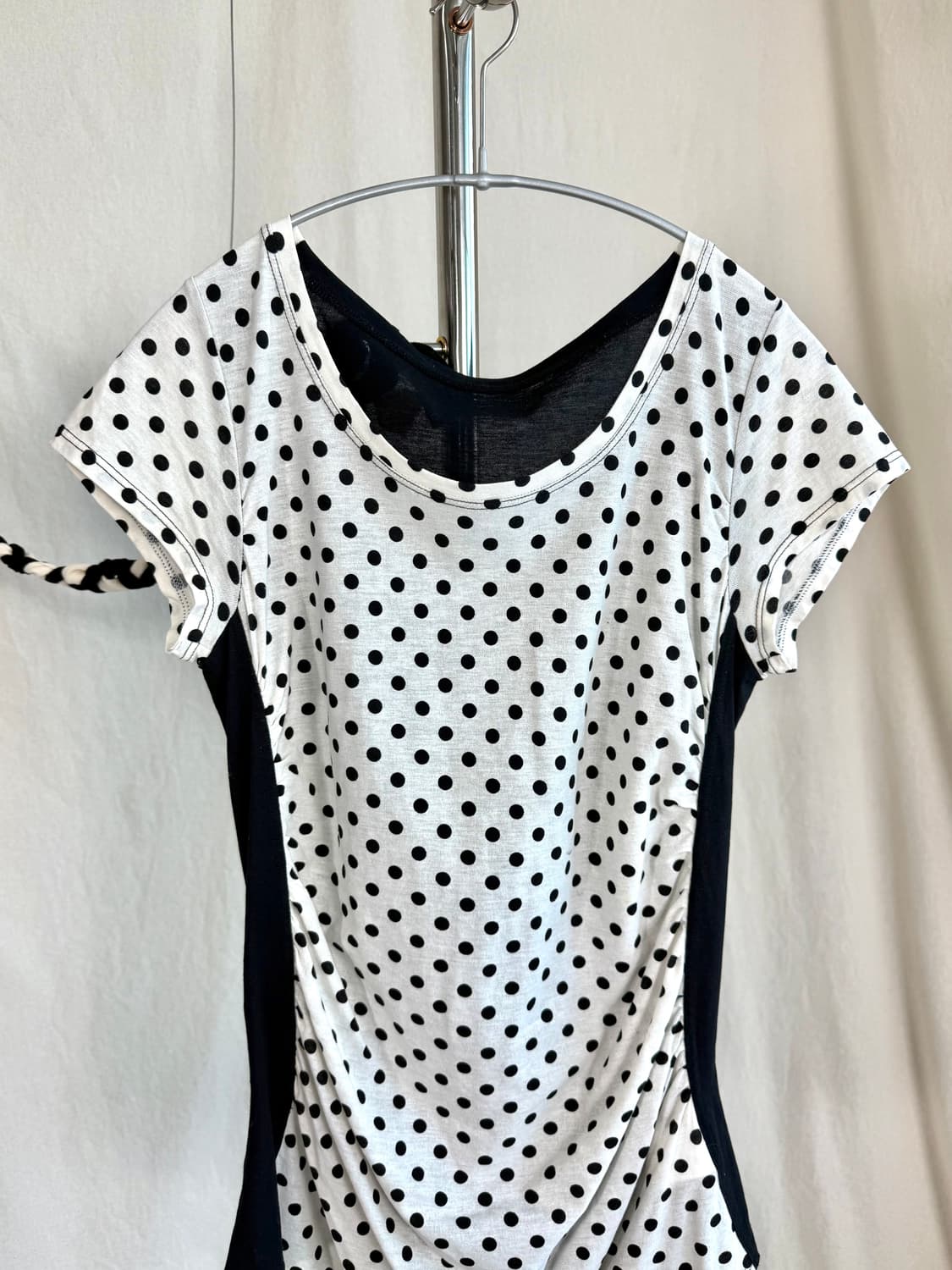 ❢ Comme une femme 도트 셔링 반팔 탑 상품이미지2