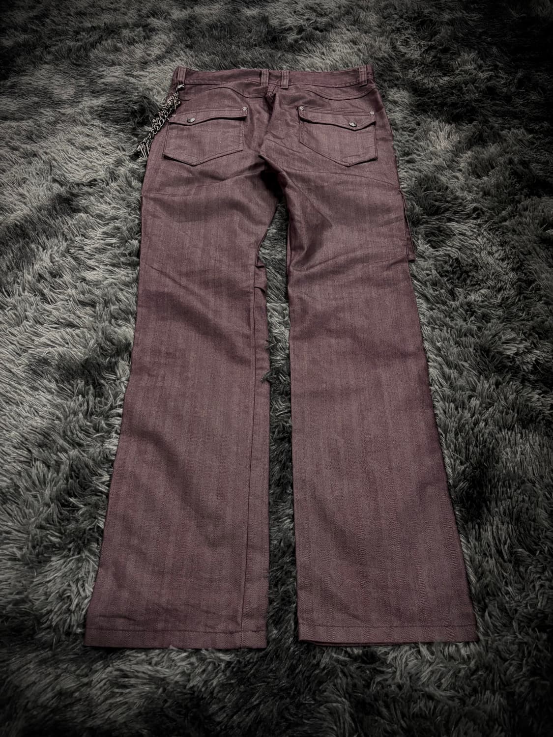 semantic Design 레드와인 스트라이프패턴 펑크st 카고팬츠 상품이미지2