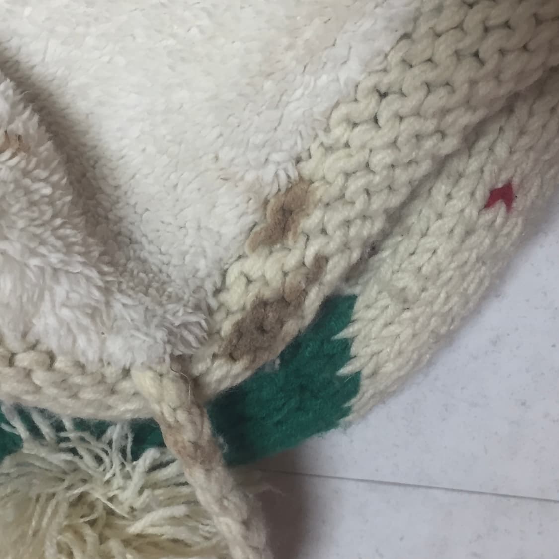 (하자 多) 빈티지 하트 폼폼 귀도리 비니 라떼갸루 니혼진 상품이미지4