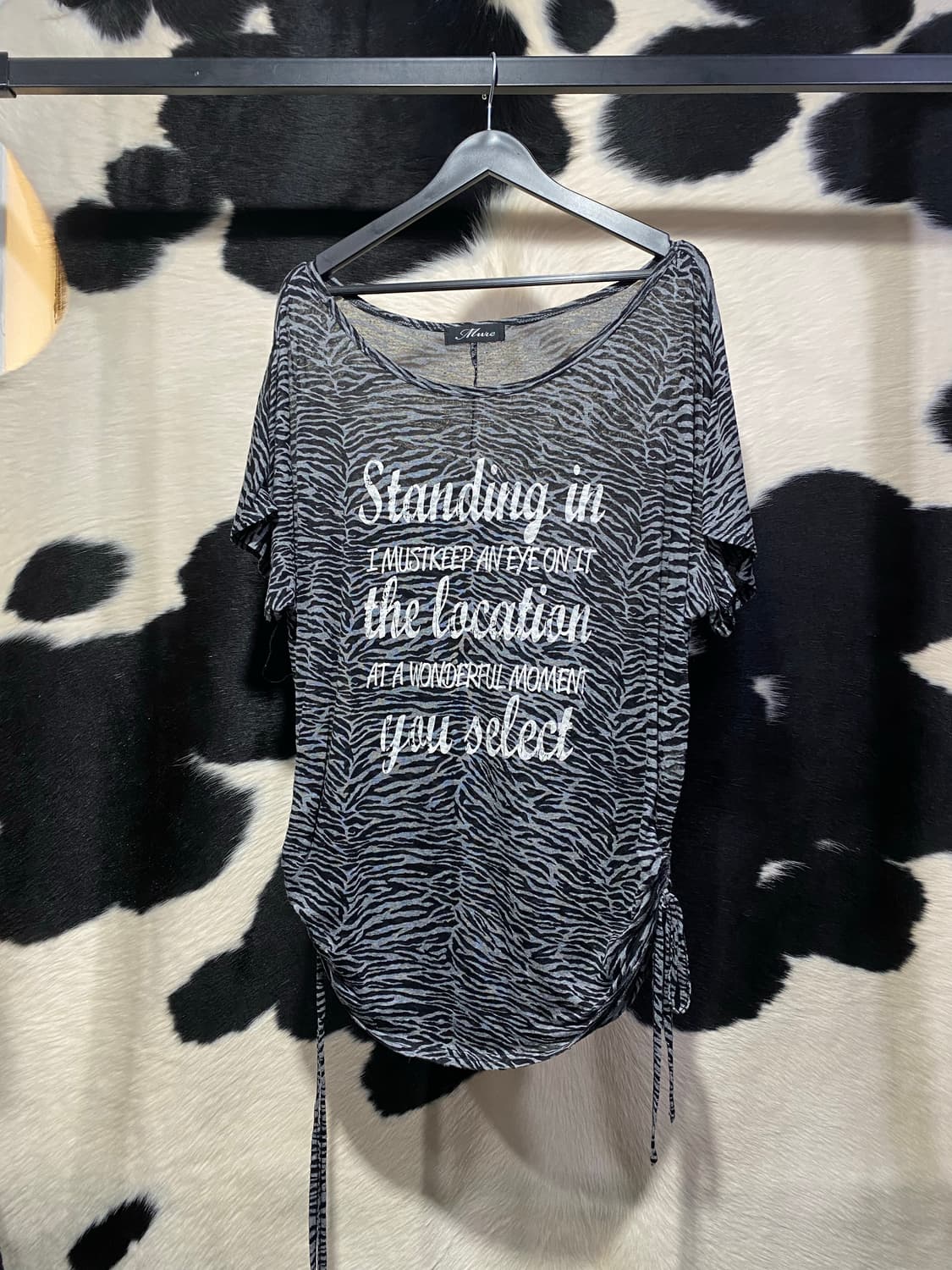 Japanese vtg 지브라패턴 셔링 반팔티셔츠 상품이미지2