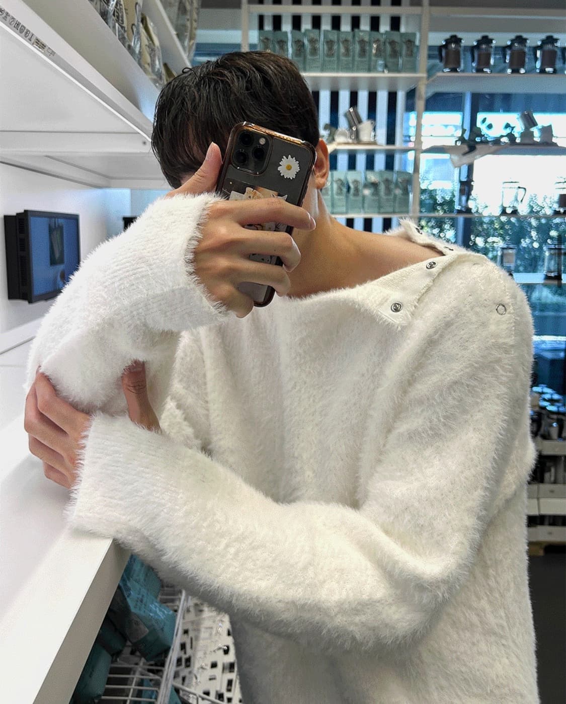 버튼 스노우 앙고라 니트 상품이미지2