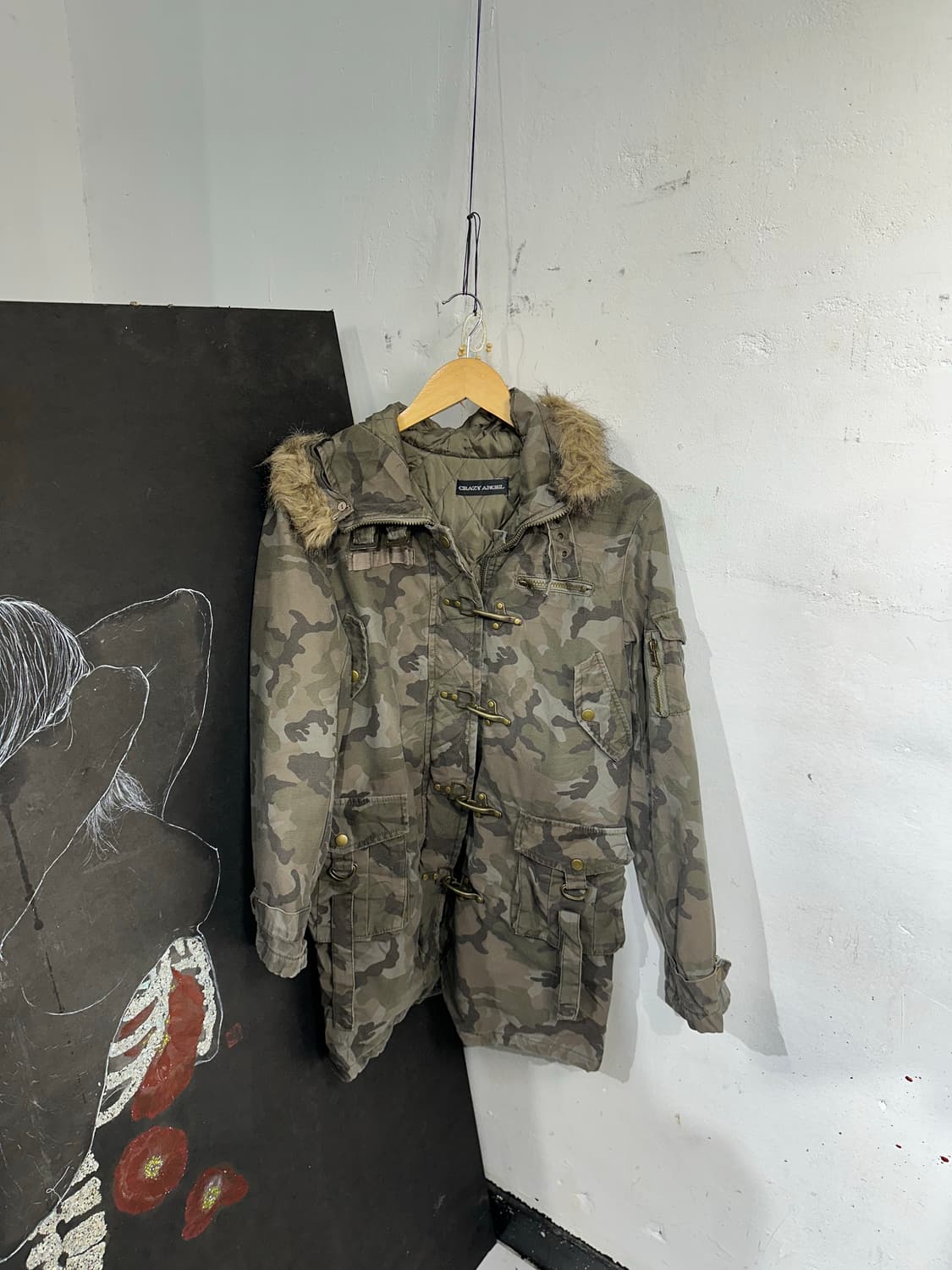 Jpn 일본빈티지 크레이지엔젤 토클 포인트 카모 롱자켓 야상 상품이미지8