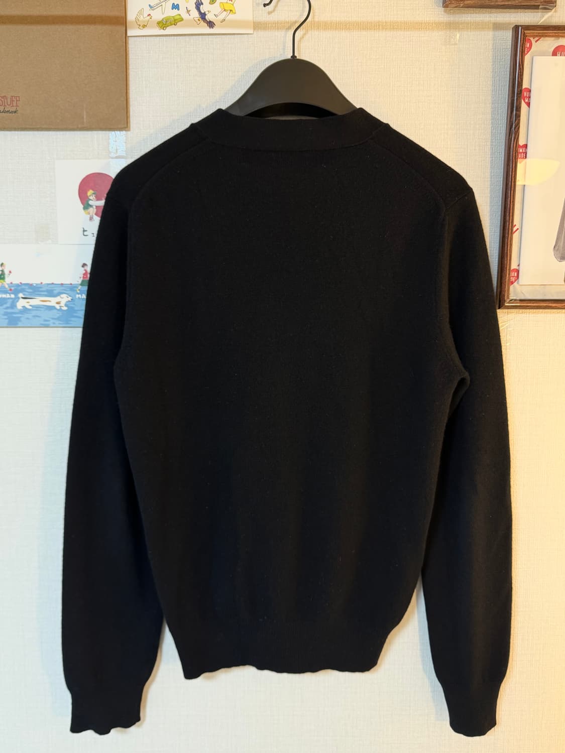 [S] 꼼데가르송 플레이 레드 하트 니트 가디건 블랙 상품이미지3