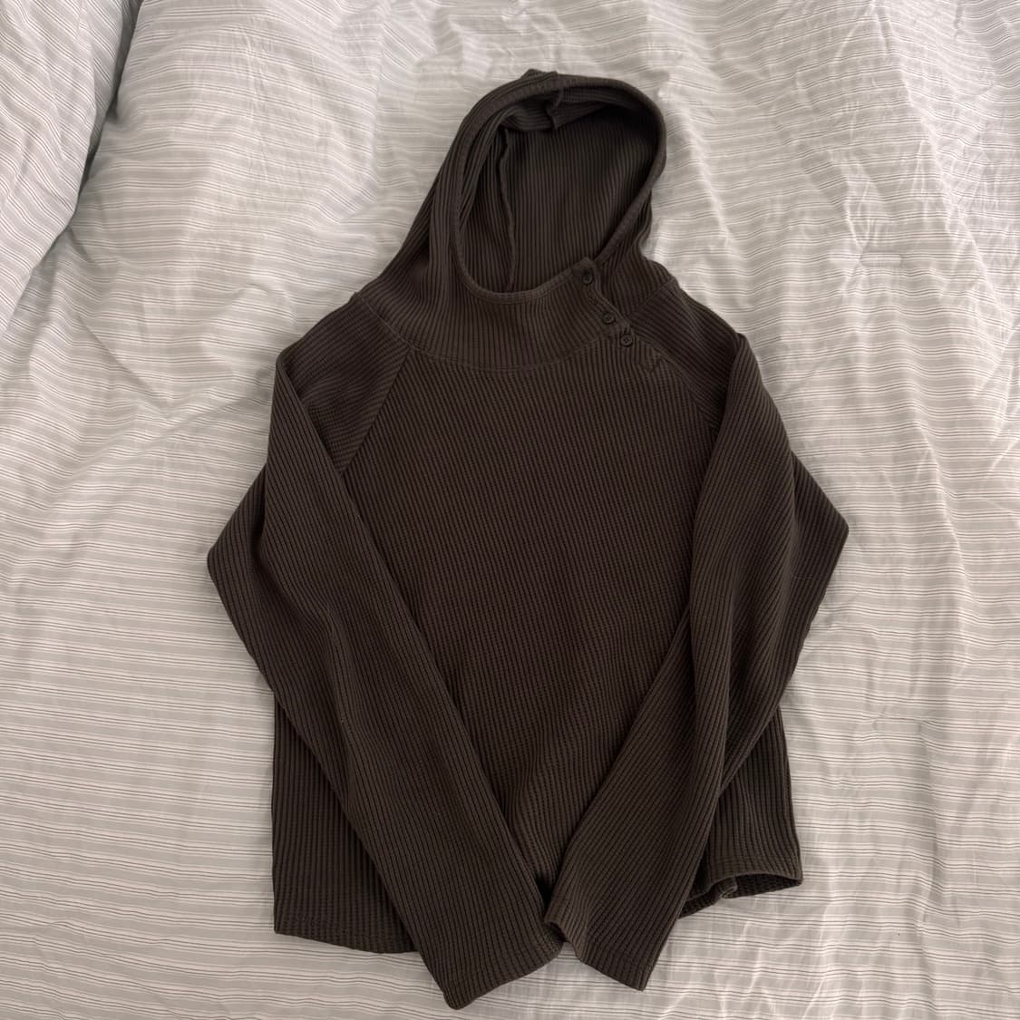 Button Waffle Hood (Khaki) 상품이미지1